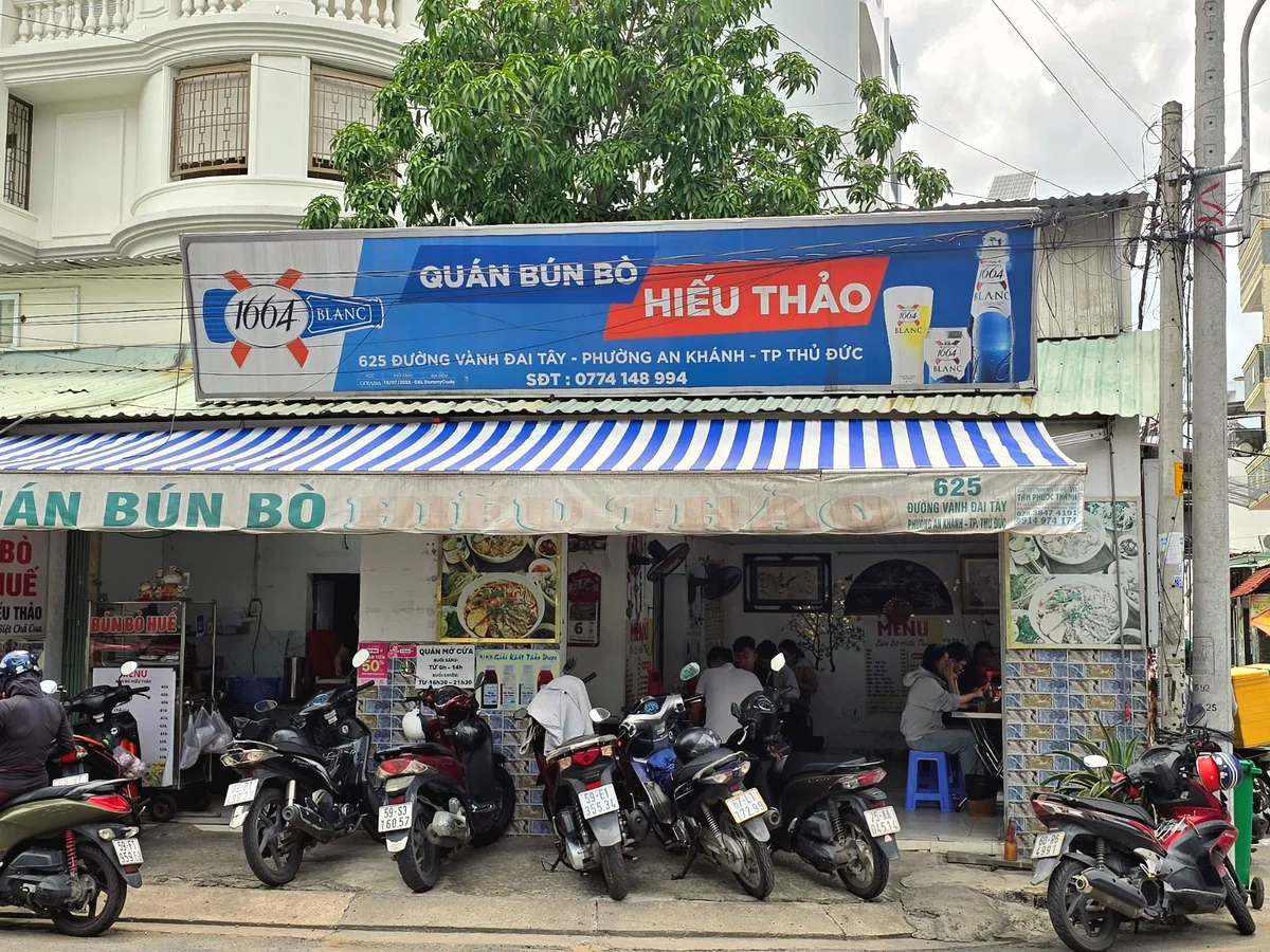 Mặt tiền Quán Bún Bò Hiếu Thảo, điểm bán KIHO tại Thủ Đức