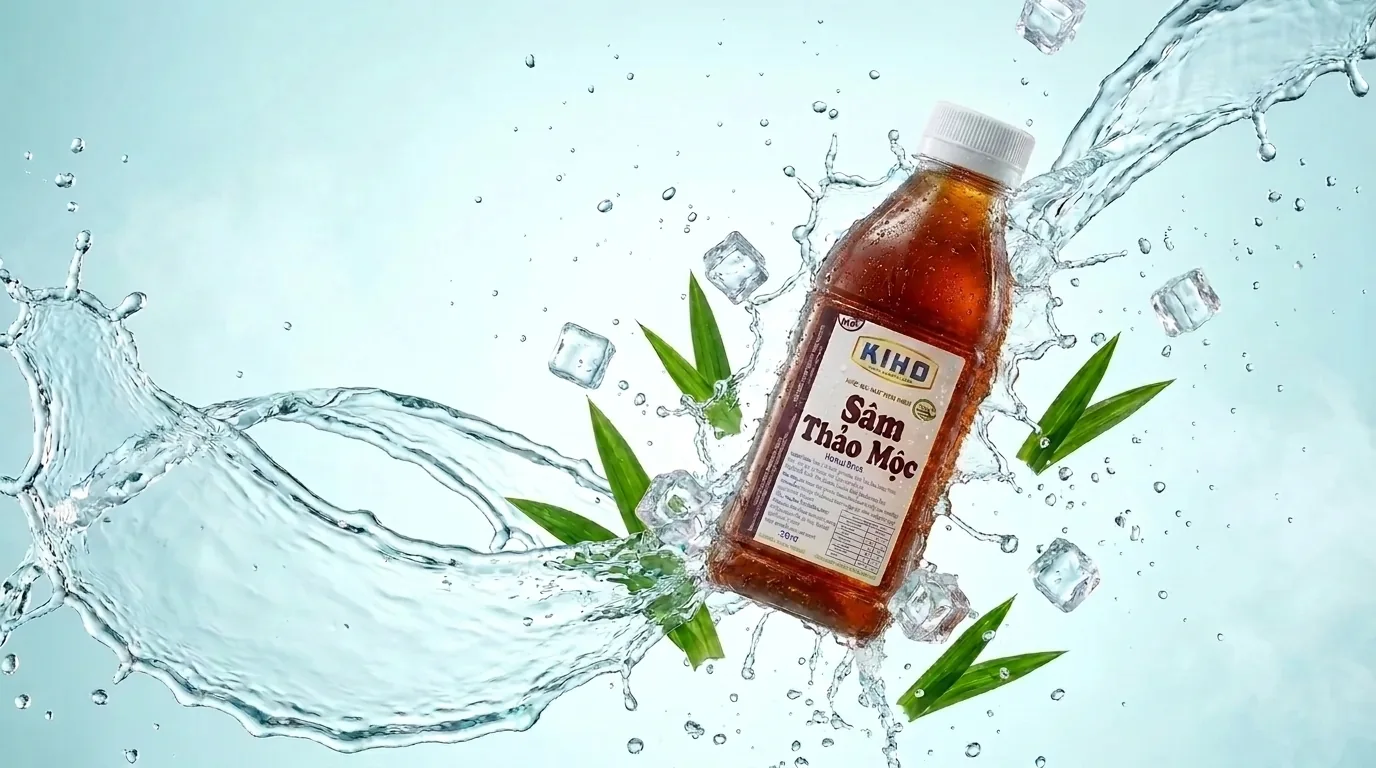 Chai KIHO Sâm Thảo Mộc lạnh đọng sương giữa vòng nước bắn